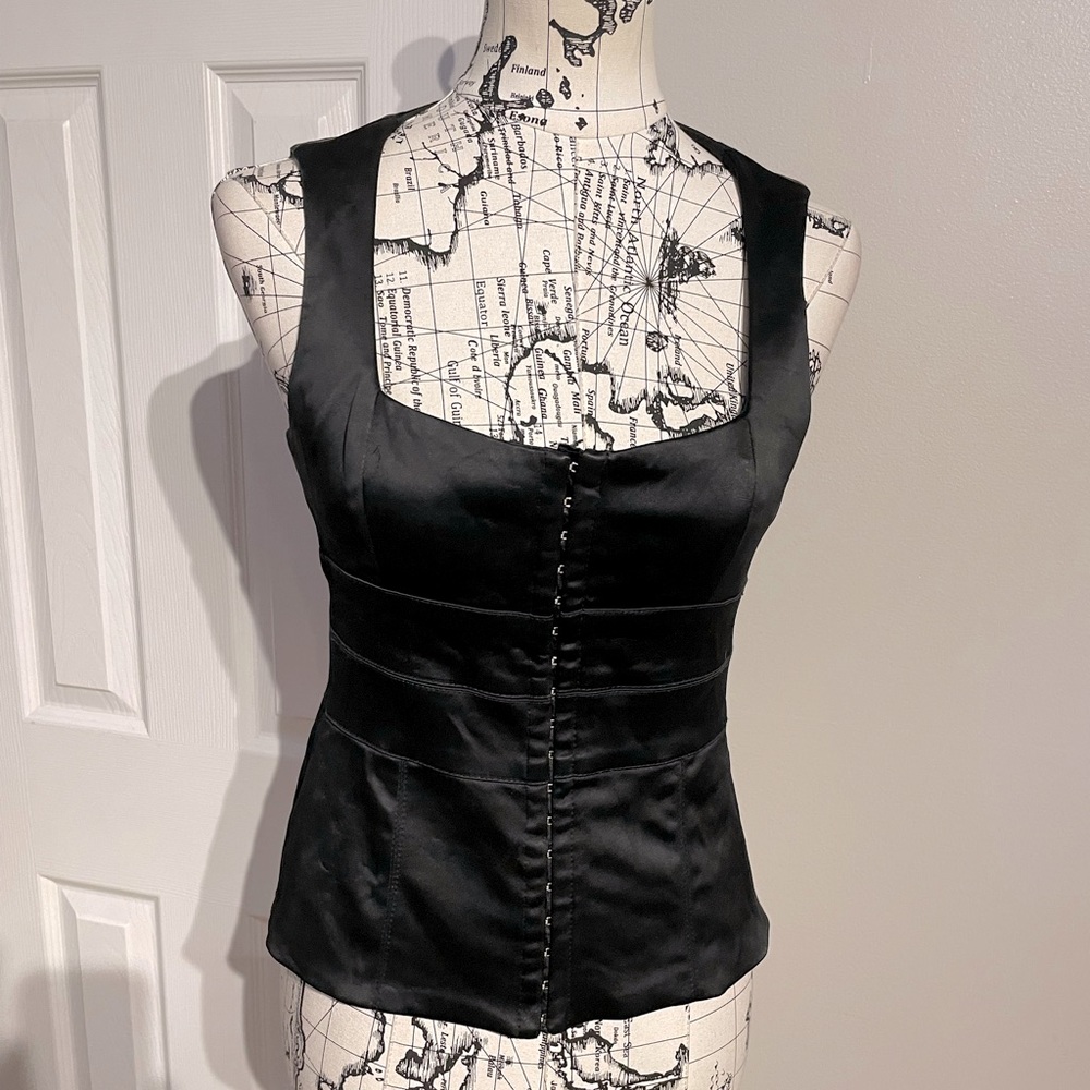 Satin Bondage Vest Eyelet Waist trainer Vintage Y2k tank fit bodice cami Rave